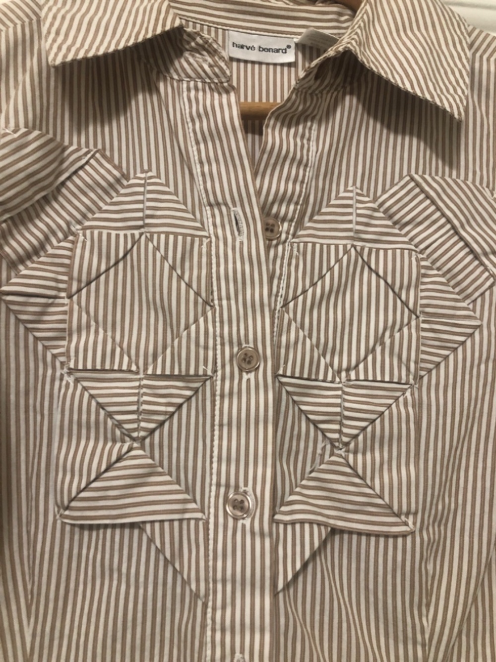 Harve Benard Brown and White Striped BlouseSize M - Picture 2 of 4